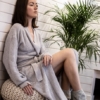 Merino maxi cardigan "Kuma" with belt - light grey - Image 4